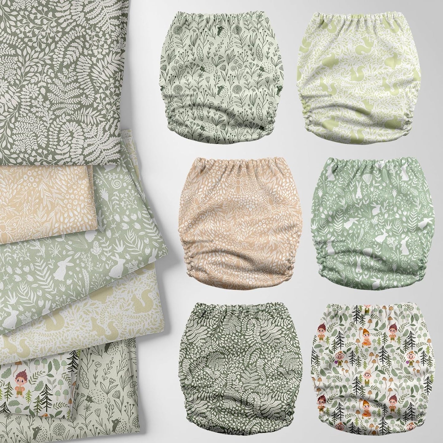 Mama Koala 3.0 Pocket Cloth Diapers for Babies with AWJ Lining, 6 Pack with 6 4-Layer Natural Cloth Diaper Inserts - Reusable and Washable Pocket Diapers(Hardworking Bees) - Colors A