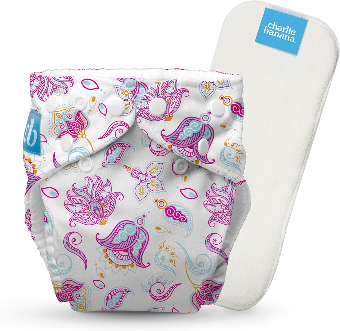 Charlie Banana Cloth Diapers, Reusable, Washable, Adjustable One Size Diaper, for Babies and Toddlers, with Absorbent Insert - Sweet Dreams on Grey, 1 Pack
