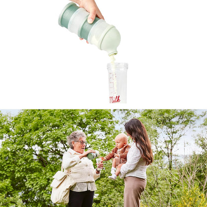 Babymoov Babydose Formula Dispenser On-the-Go, BPA-Free Baby Formula and Snack Container, Travel Essential, 4 Airtight Compartments, XL Capacity, Ergonomic, Dishwasher-Safe, Made in France, Green