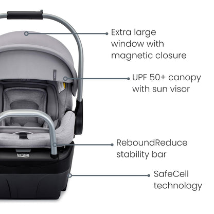 Britax Willow SC Infant Car Seat, Rear Facing Car Seat with Alpine Base, ClickTight Technology, RightSize System, Pindot Stone