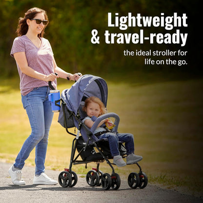 Dream On Me Vista Moonwalk Stroller, Disney Approved Lightweight Stroller for Toddlers and Infants, One-Hand Fold, Reclining Seat, Canopy with Sun Visor, Everyday & Travel Ready