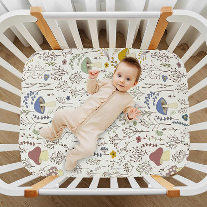 Fitted Crib Sheets White Bears with Clouds Stretchy Portable Playard Sheets for Baby Toddler, Breathable Soft Mini Crib Mattress 39 x 27 in for Boys and Girls