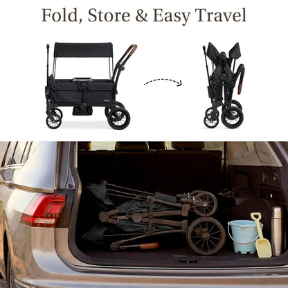 Evolur Velo Rider Travel Stroller – Compact, Lightweight Umbrella Stroller for Toddlers 6–36 Months, One-Hand Fold, Footrest, Rear Platform, 5-Point Harness, Portable & Travel-Friendly