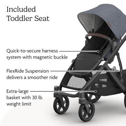 UPPAbaby Vista V3 Convertible Single-to-Double Stroller for Baby & Toddler, 30+ Configurations, Car Seat Compatible, All-Wheel Suspension, XL Basket – Owen (Mocha Mélange/Carbon Frame)