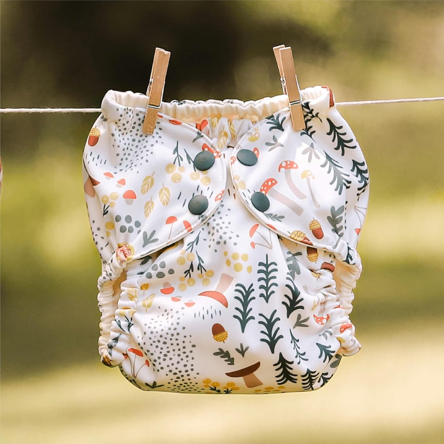 Esembly Cloth Diaper Cover - Reusable Swim Diaper, Waterproof, Breathable - Adjustable Outer Layer Over Absorbent Inner for Blowout Protection - Sea Glass, Size 2 (18-35lbs)