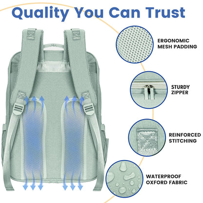 PILLANI Baby Diaper Bag Backpack - Large Waterproof Travel Diaper Bag for Boys & Girls, 16 Organizer Pockets with Changing Pad, Insulated Bottle Pockets & Stroller Straps, Baby Shower Gifts, Dinosaur