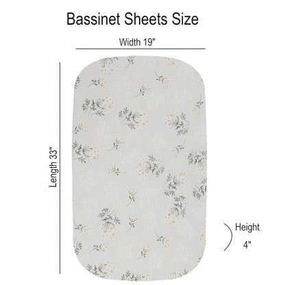 Onacosht Muslin Bassinet Sheets 3 Pack, 100% Cotton Baby Fitted Sheet 33" x 19" Compatible with Mika Micky, KoolaBaby (3 in 1), BabyBond, HARPPA and RICUTON Bedside Bassinet, Green, Floral and Cactus