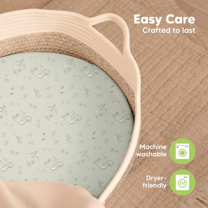 2-Pack Baby Bassinet Sheets Girl, Boy - 33x17 Viscose Derived from Bamboo Bedside Mattress Fitted Bassinet Sheets, Compatible with Halo Bassinest Swivel Sleeper, Baby Delight, Graco (Pecan)