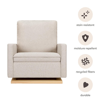 Babyletto Cali Pillowback Swivel Glider in Performance Plastic Cream Eco-Weave, Water Repellent & Stain Resistant, Greenguard Gold and CertiPUR-US Certified