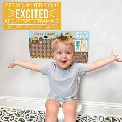 Hadley Designs Potty Training Chart for Toddlers Boys -10 Sticker Potty Chart for Toddlers Boys, 8.5x11" Potty Training Sticker Charts for Toilet Success, Monster Truck Toddler Reward Chart for Kids