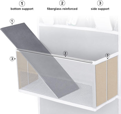 Univivi Over The Door Organizer, 5 Shelf Door Hanging Organizer Nursery Door Storage with 4 Large Compartments and 2 Small PVC Pockets 6 Side Pockets for Bathroom,Cosmetics and Nursery Baby Essential