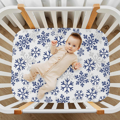 Fitted Crib Sheets White Bears with Clouds Stretchy Portable Playard Sheets for Baby Toddler, Breathable Soft Mini Crib Mattress 39 x 27 in for Boys and Girls
