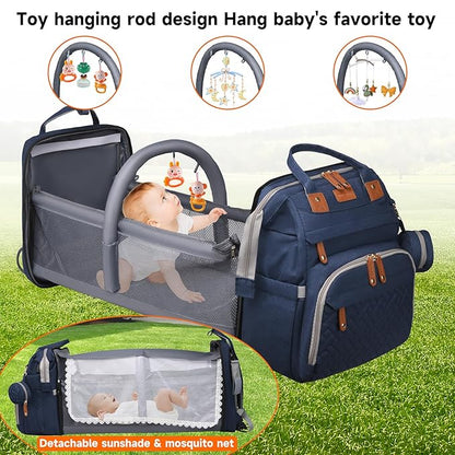 Baby Diaper Bags with Changing Station Multifunctional Waterproof Diaper Bag Backpack Travel Baby Bag with Changing Pad, Pacifier Case,Baby Essentials(Blue)