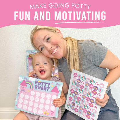 Hadley Designs Potty Training Chart for Toddlers Girls -10 Sticker Potty Chart for Toddlers Girls, 8.5x11" Potty Training Sticker Charts for Toilet Success, Unicorn Toddler Reward Chart for Kids