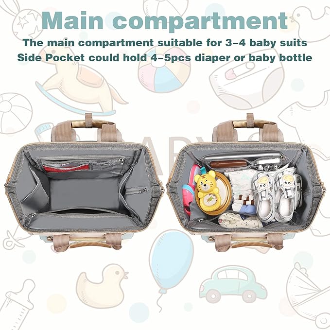 Jiefeike Girls Diaper Backpack,Travel Backpack Diaper Bag for Dad Mom Baby Boys,Insulated Pockets Portable Baby Nappy Bags RFID Anti-Theft Water-Resistant Pocket Stroller Straps