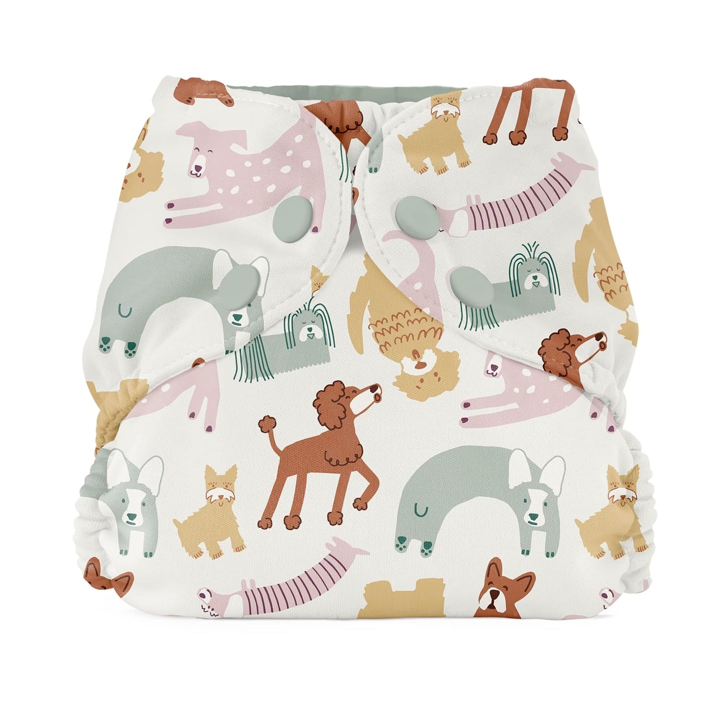 Esembly Cloth Diaper Cover - Reusable Swim Diaper, Waterproof, Breathable - Adjustable Outer Layer Over Absorbent Inner for Blowout Protection - Sea Glass, Size 2 (18-35lbs)