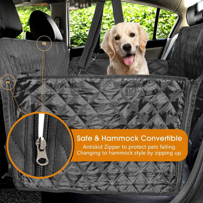 Vailge 100% Waterproof Convertible Dog Car Seat Covers, Waterproof Dog Seat Cover with Mesh Window, Heavy Duty seat Cover for Dogs, Dog car Hammock Pet Seat Cover for Cars Trucks suvs,Black,Standard