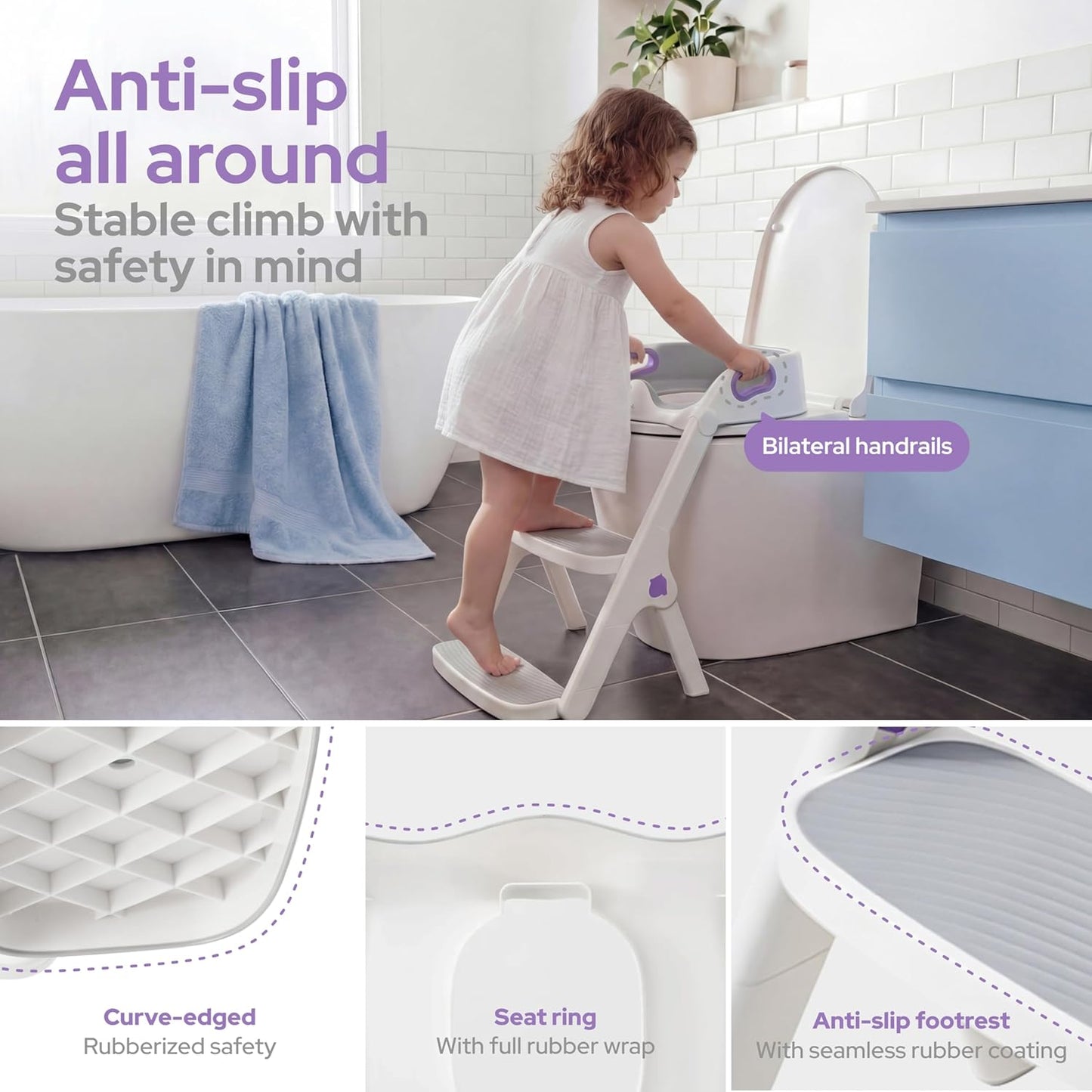 lalalark Potty Training Seat, 2-in-1 Toddler Toilet Seat with Steps, Upgrade Potty Step Stool for Toddler with Anti-Slip Pad Step Stool, Extended Splash Guard, Foldable Potty Ladder Boys Girls, Green