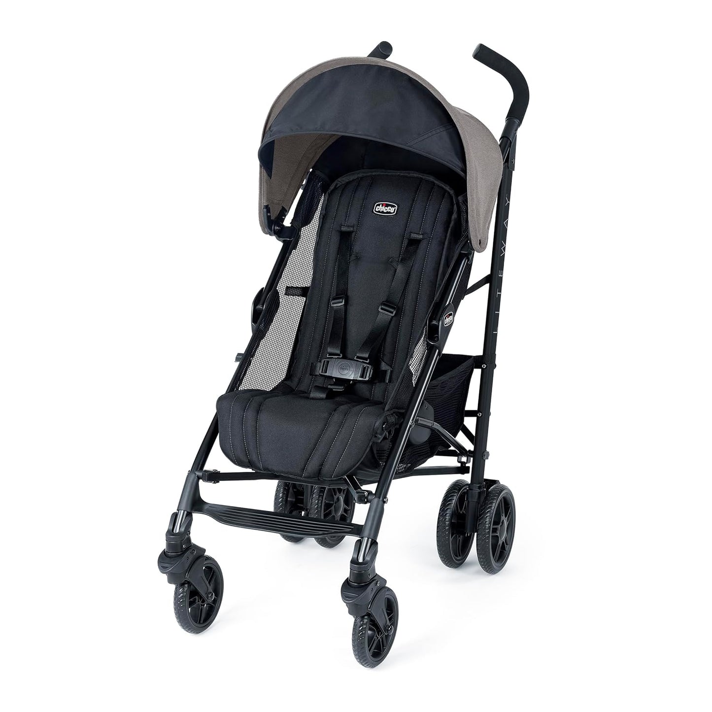 Chicco Liteway Stroller, Compact Fold Baby Stroller with Canopy, Lightweight Aluminum Frame Umbrella Stroller, for Use with Babies and Toddlers up to 40 lbs, Dune/Brown