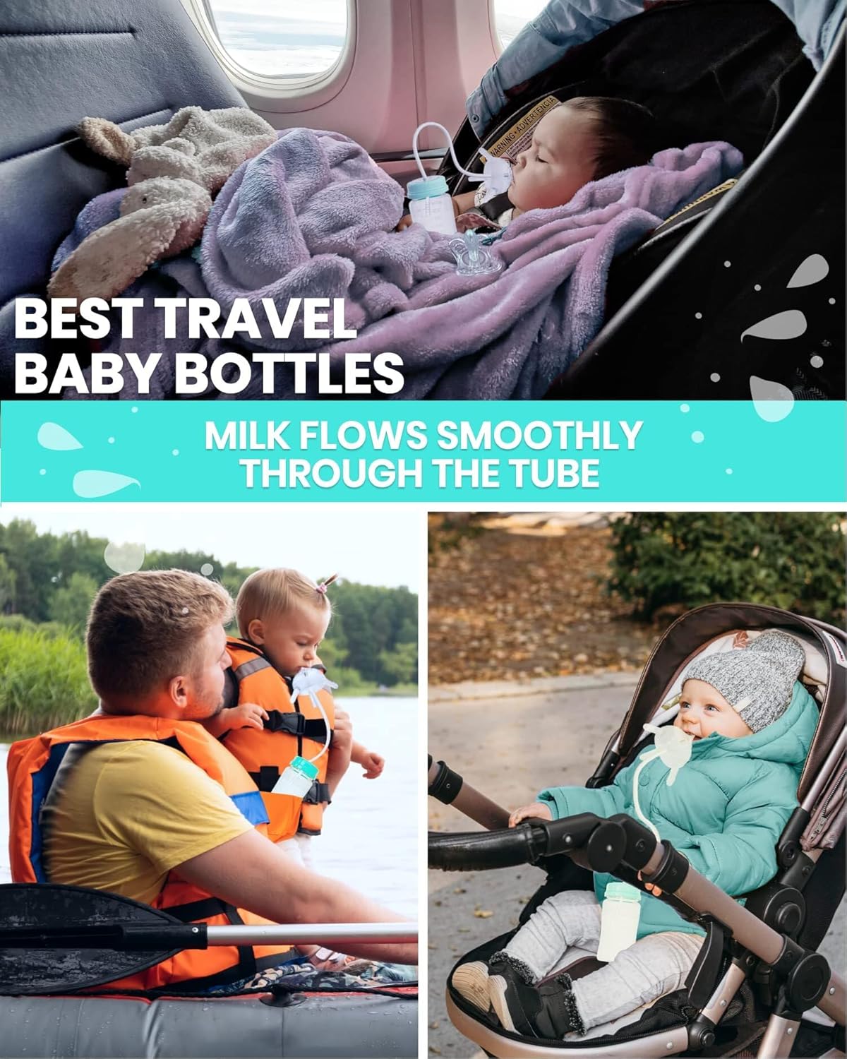 TidyFriend 2 Pk Baby Bottle Anti Colic with Straw 8oz – Built In Nipple Valve & Base Vent Hole for Gas Reduction, Upright Position Hand Free Bottle for 6m-2y Kids [Use Under Caregiver Assisted] (Pink)