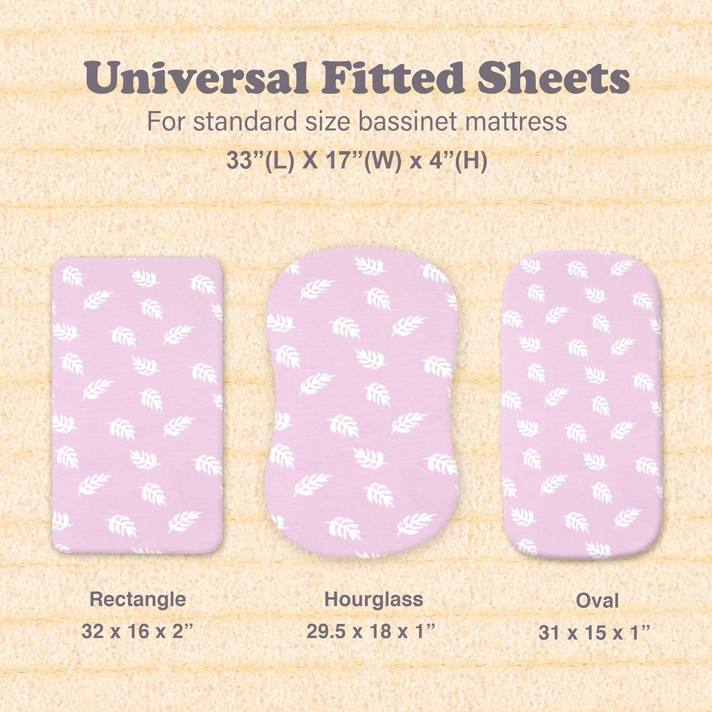 3-Pack Bedside Sleeper Bassinet Sheets | GOTS Certified Organic 100% Muslin Cotton | Ultra Soft & Breathable | 33×20×4” Fitted Sheets | Universal Fit 29–33” x 17–21” Pads