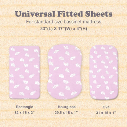 3-Pack Bedside Sleeper Bassinet Sheets | GOTS Certified Organic 100% Muslin Cotton | Ultra Soft & Breathable | 33×20×4” Fitted Sheets | Universal Fit 29–33” x 17–21” Pads