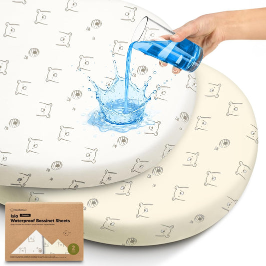 2-Pack Baby Bassinet Sheets Girl, Boy - 33x17 Viscose Derived from Bamboo Bedside Mattress Fitted Bassinet Sheets, Compatible with Halo Bassinest Swivel Sleeper, Baby Delight, Graco (Pecan)