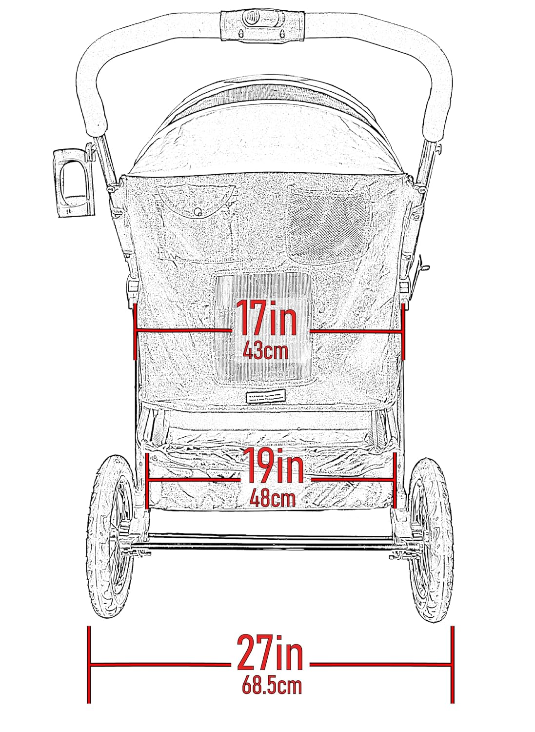 Pet Gear No-Zip Jogger Pet Stroller for Cats/Dogs, Zipperless Entry, Airless Tires, Easy One-Hand Fold, Cup Holder + Storage Basket, Salt- Extra Large