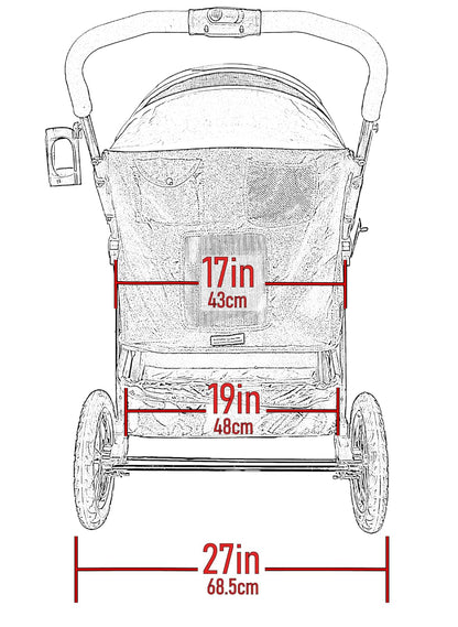 Pet Gear No-Zip Jogger Pet Stroller for Cats/Dogs, Zipperless Entry, Airless Tires, Easy One-Hand Fold, Cup Holder + Storage Basket, Salt- Extra Large