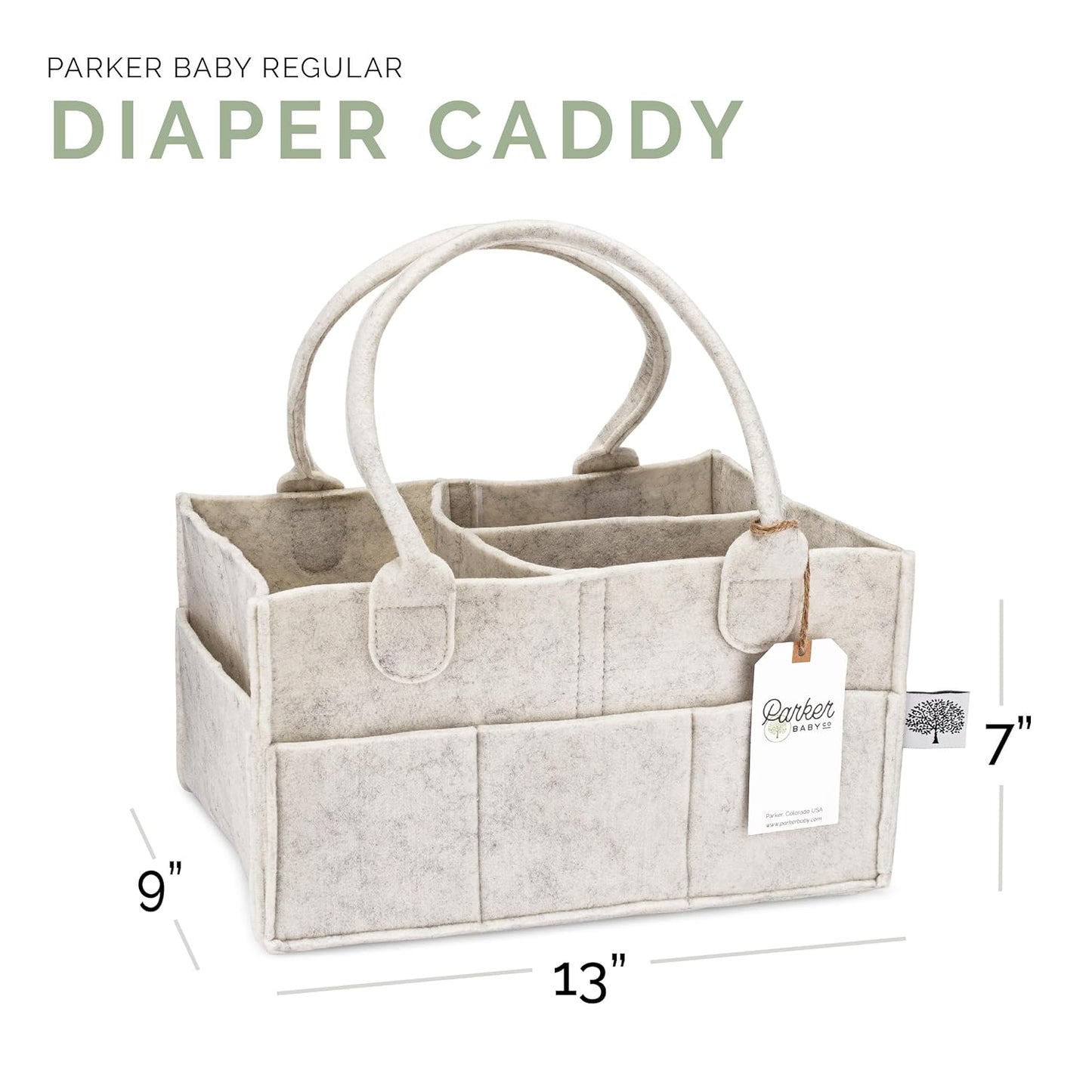 Parker Baby Diaper Caddy - Nursery Storage Bin and Car Organizer for Diapers and Baby Wipes - White, Large