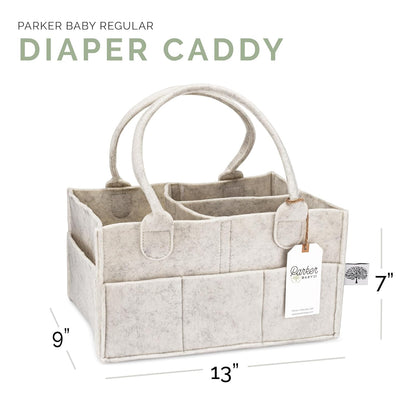 Parker Baby Diaper Caddy - Nursery Storage Bin and Car Organizer for Diapers and Baby Wipes - White, Large