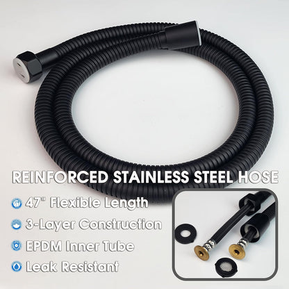 Handheld Bidet Sprayer for Toilet, Lockable Push Button, High Pressure Bathroom Sprayer, Cloth Diaper & Personal Hygiene Sprayer, Tank Mount No-Drill Install, Stainless Hose Set, Black Color