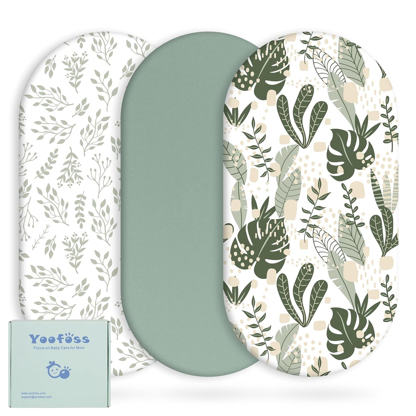 Yoofoss Pack and Play Sheets Fitted, Mini Crib Sheets 2-Pack for Pack N Play Mattress, Stretchy Playard Sheet, Soft and Breathable Green+Giraff