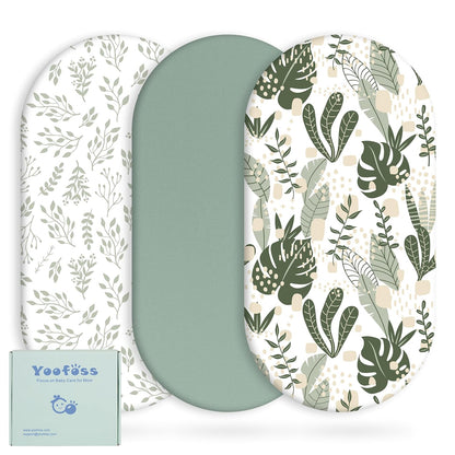 Yoofoss Pack and Play Sheets Fitted, Mini Crib Sheets 2-Pack for Pack N Play Mattress, Stretchy Playard Sheet, Soft and Breathable Green+Giraff