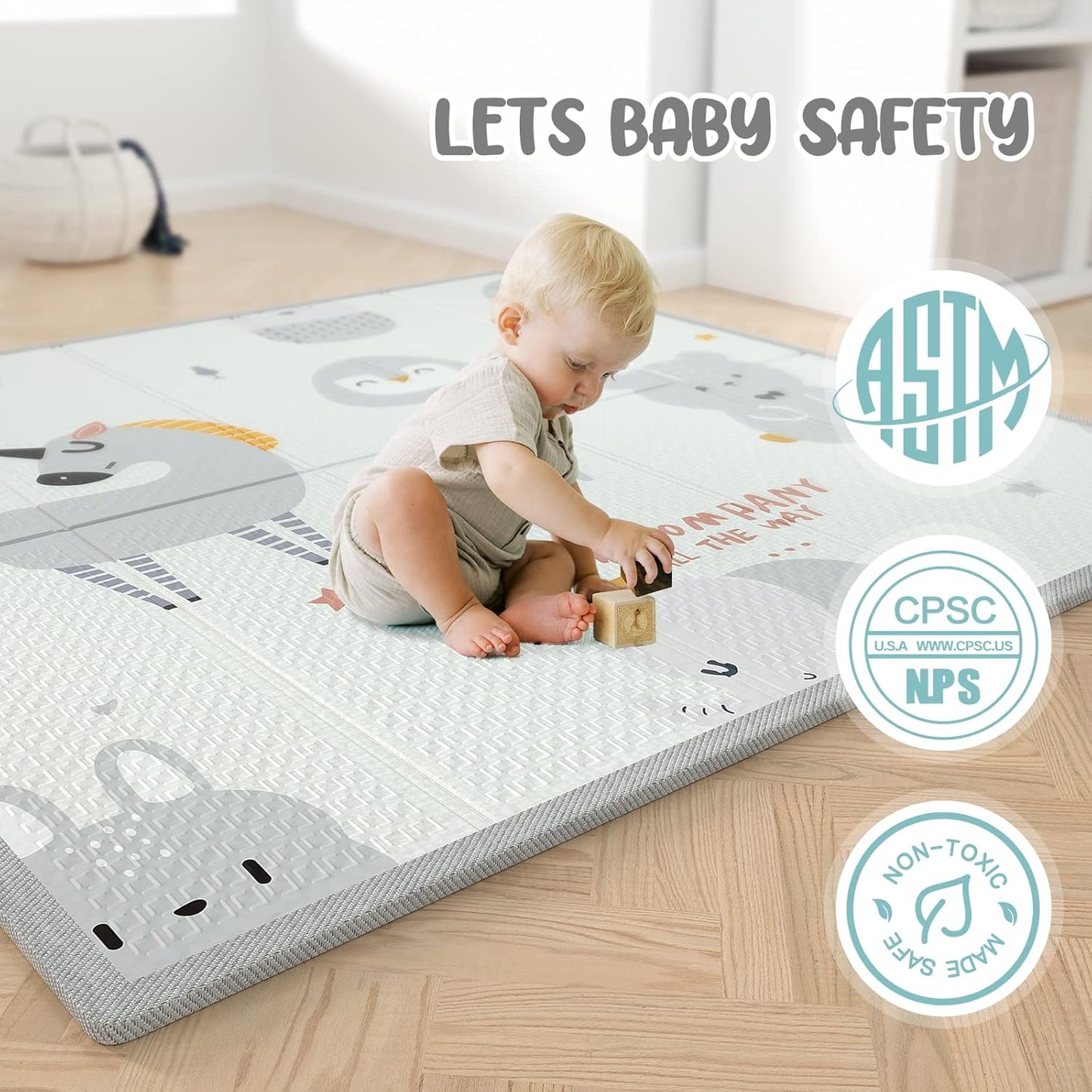 ZEEBABA Baby Playpen with Mat, Playpen for Babies and Toddlers, Small Baby Play Pens, Play Yard for Infants with Play Mat, 47x47inch Playard with Gate