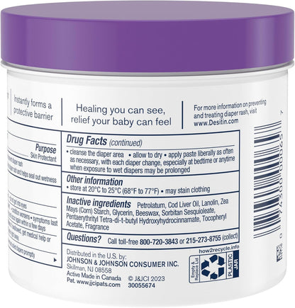 Desitin Maximum Strength Baby Diaper Rash Cream, 40% Zinc Oxide, Hypoallergenic No Added Parabens & Dyes, Protects & Relieves Baby’s Skin for Up to 12 Hours, Prevents Diaper Rash, 4.8 oz Tube
