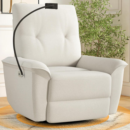 Power Swivel Rocker Recliner Chair for Nursery, Upholstered Glider Rocking Chair with Phone Holder,USB Ports, Small Recliners for Small Spaces Living Room, Bedroom