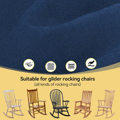 Millsilo Rocking Chair Cushions 3-Piece Set with Neck Pillow, Indoor Rocker Comfortable Tufted Non-Slip Pads with Ties, High-Density Foam Cushion for Adirondack Glider Chair, Orange, 52 x 19 x 4 Inch