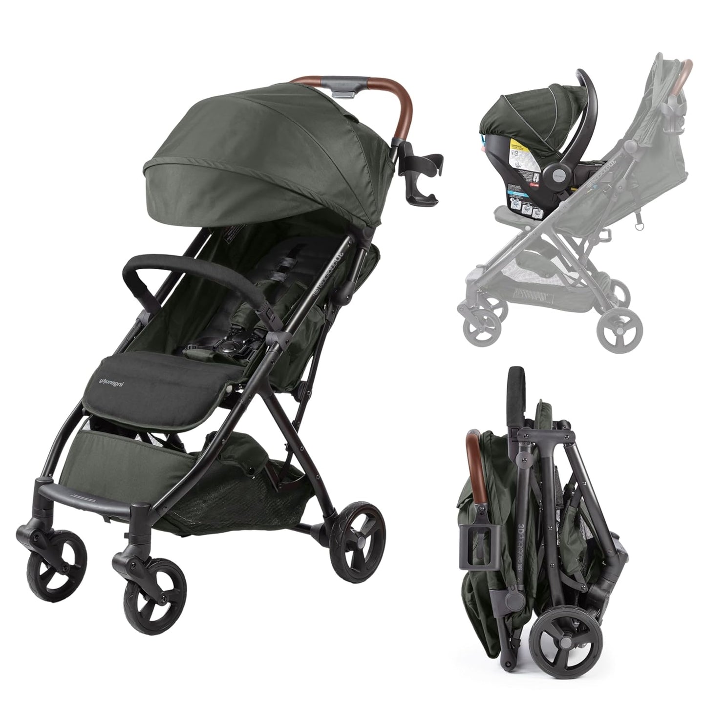 Ingenuity Ingenuity 3Dquickclose CS+ Compact Fold Stroller – Lightweight Stroller with Oversized Canopy, Extra-Large Storage and Compact Fold, Forest