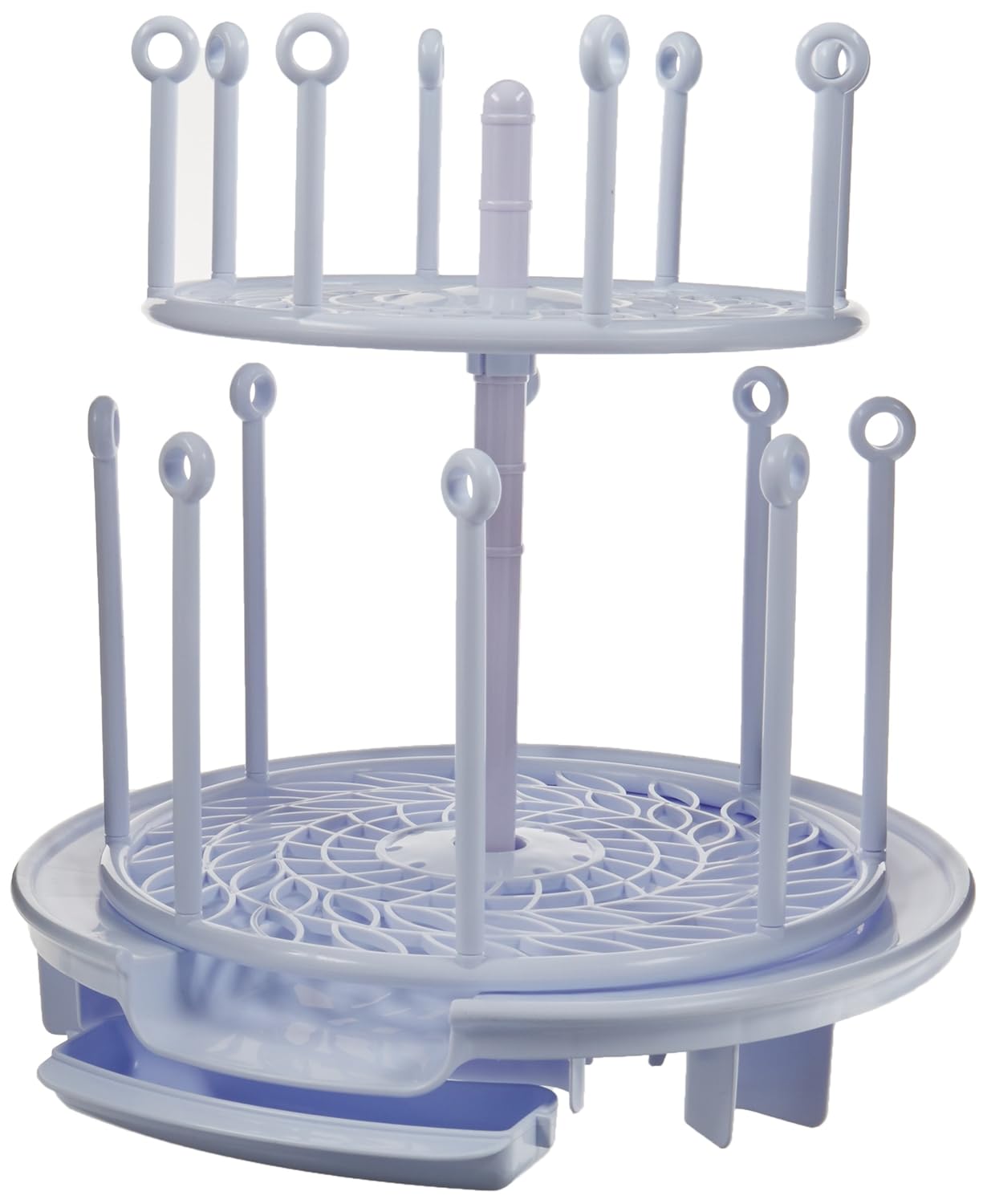 The First Years Spin Stack Bottle Drying Rack - Black - 2-Tier Rotating Countertop Drying Rack for Up to 16 Bottles - Baby Essentials for Everyday Use