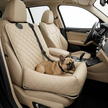 Microfiber Leather Dog Car Seat for Small & Medium Dogs, Waterproof Pet Car Seat with Washable Pee Pad, Scratch & Fur Resistant, Foldable Dog Bed for Home & Travel, Non-Slip Design, Matte Gray