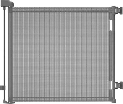 Retractable Baby Gate for Stairs – 33” Height, Expands up to 71” Width – Safety Gate for Infants, Toddlers, Dogs & Pets – Easy Install, Secure Closure, Gray Mesh Design for Indoor & Outdoor Use