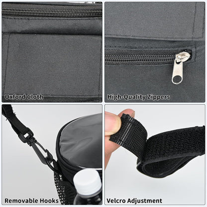 Stroller Organizer with Insulated Cup Holders - Universal Stroller Caddy Bag Fits for Uppababy, Baby Jogger, Nuna - Detachable Shoulder Strap & Large Storage for Diapers, Wipes (Black)