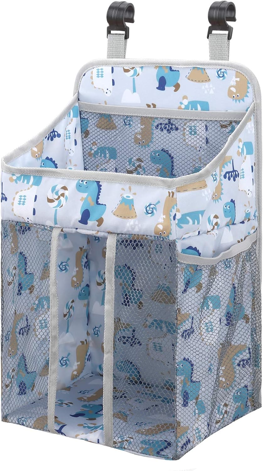 Accmor Hanging Baby Diaper Caddy Organizer, Diaper Stacker, Baby Crib Hanging Classified Storage Bag Organizer for Changing Table, Crib, Playard or Wall & Nursery Organization, Grey