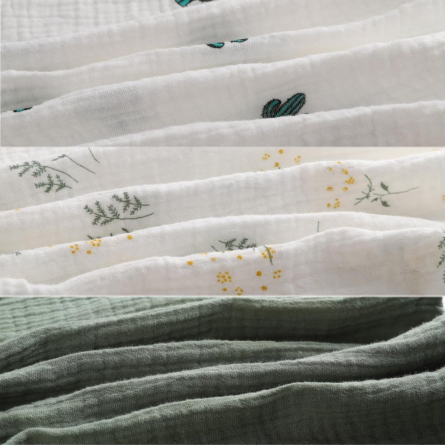Onacosht Muslin Bassinet Sheets 3 Pack, 100% Cotton Baby Fitted Sheet 33" x 19" Compatible with Mika Micky, KoolaBaby (3 in 1), BabyBond, HARPPA and RICUTON Bedside Bassinet, Green, Floral and Cactus