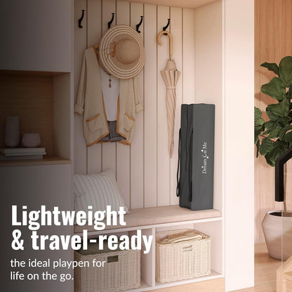 Dream On Me Nest Portable Playard in Black with Carrybag an Shoulder Strap, Lightweight, Packable and Easy Setup Baby Playard, Breathable Mesh Sides and Soft Fabric - Comes with a Removable Padded Mat