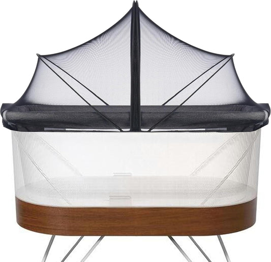 Akiky Portable Bassinet Bedside Sleeper Cover Semi-Sunshade Mosquito Net for Baby Infant Bed Sleeper Cover Mesh Net with Zip-up Window(Gray)