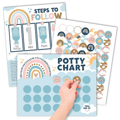 Hadley Designs Potty Training Chart for Toddlers Girls -10 Sticker Potty Chart for Toddlers Girls, 8.5x11" Potty Training Sticker Charts for Toilet Success, Unicorn Toddler Reward Chart for Kids