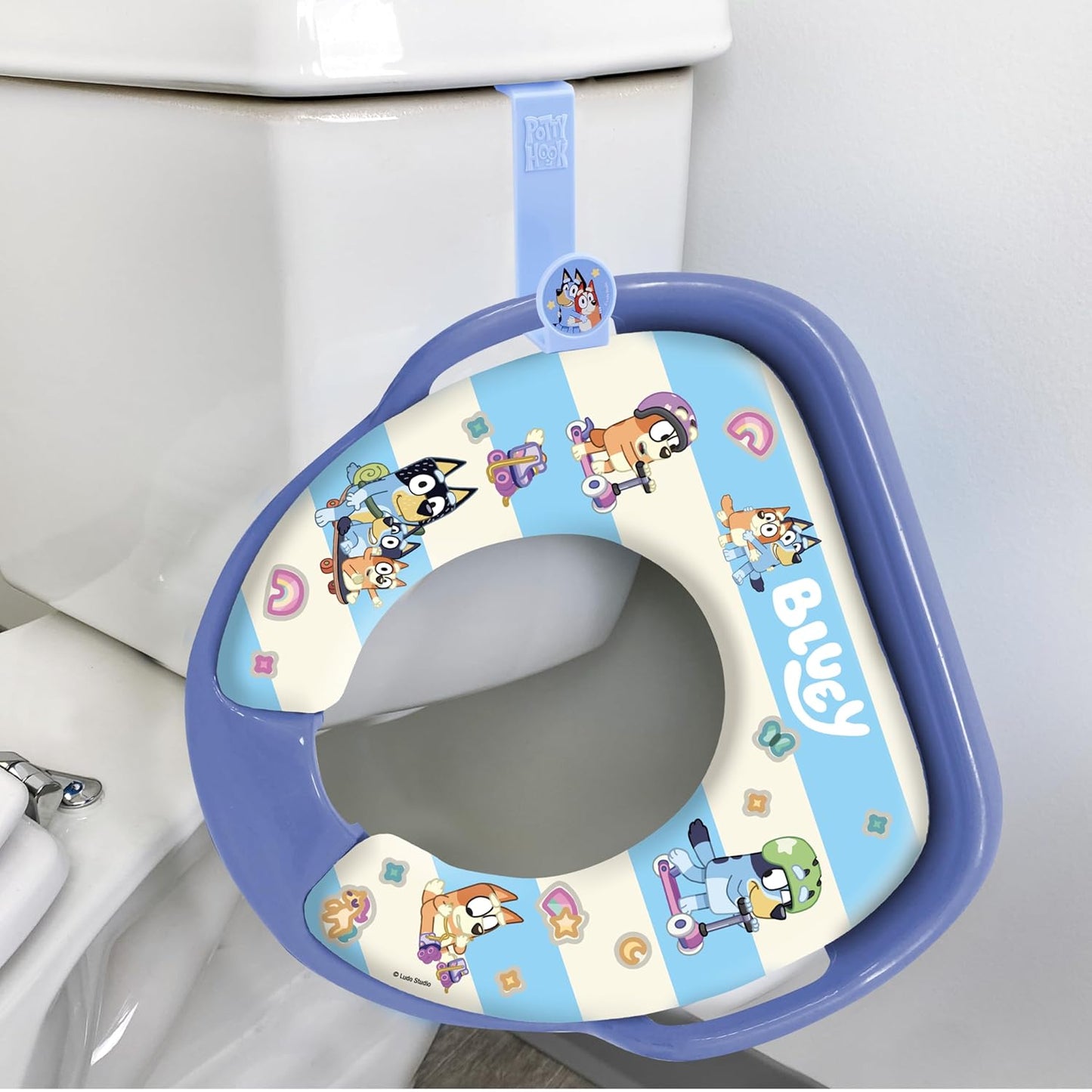 Bluey 5 Piece Potty Go Kit Training System Includes Soft and Travel Potties, Stickers, Hook, and Storage Bag