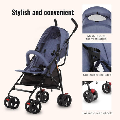 Dream On Me Vista Moonwalk Stroller, Disney Approved Lightweight Stroller for Toddlers and Infants, One-Hand Fold, Reclining Seat, Canopy with Sun Visor, Everyday & Travel Ready
